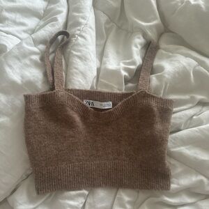 Zara Tan Knit Cropped Camisole